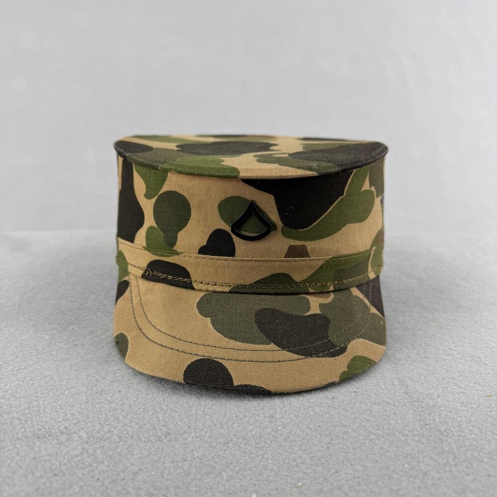 Vintage Falcon Hat Cap Fitted Mens 7 1/4 Green Camo Jump Up Army 60s 70s
